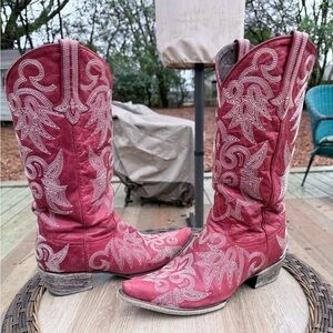 Women's Red Embroidered Cowboy Boots